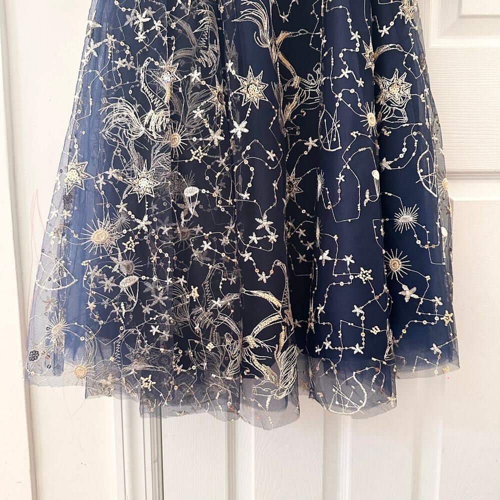 Jessakae Stella Orion Blue Gold Celestial Star Constellation Midi Dress 2 - Picture 8 of 13